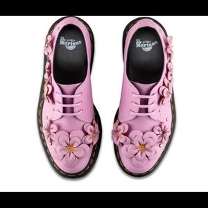 DR. MARTENS Pink Flower Embellished Oxford